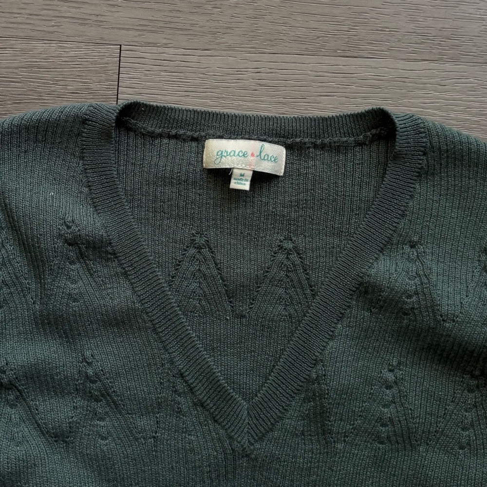 Grace & Lace V-Neck Knit Sweater - Picture 2 of 6